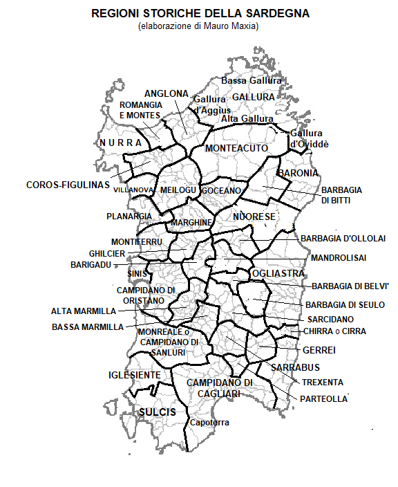Carta regioni storiche della sardegna con nomi 2